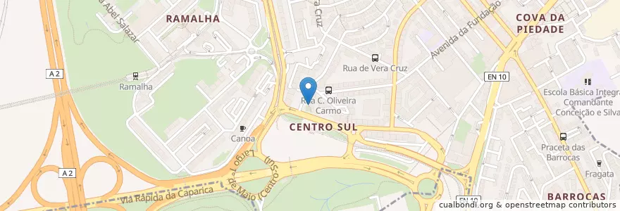 Mapa de ubicacion de Ramalhinho en ポルトガル, Área Metropolitana De Lisboa, Setúbal, Península De Setúbal, Almada.