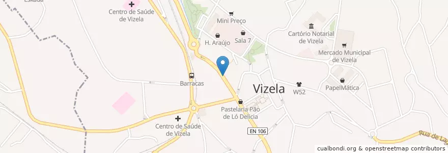 Mapa de ubicacion de Casa do Benfica Vizela en البرتغال, المنطقة الشمالية (البرتغال), براغا, Ave, Vizela, Caldas De Vizela.
