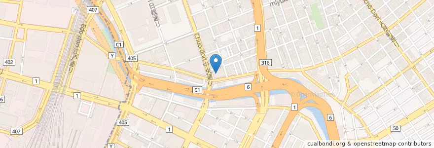 Mapa de ubicacion de スターバックス en Japonya, 東京都, 中央区.