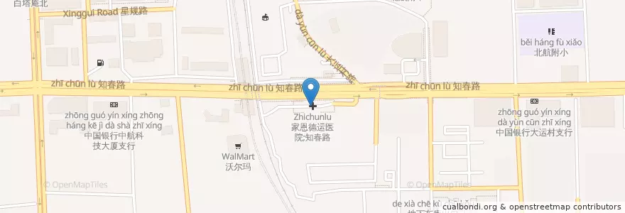 Mapa de ubicacion de 家恩德运医院;知春路 en 중국, 베이징시, 허베이성, 海淀区.