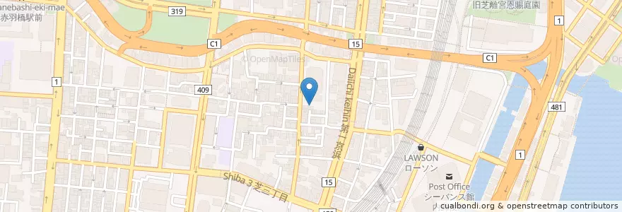 Mapa de ubicacion de 芝不動尊 en Japón, Tokio, Minato.
