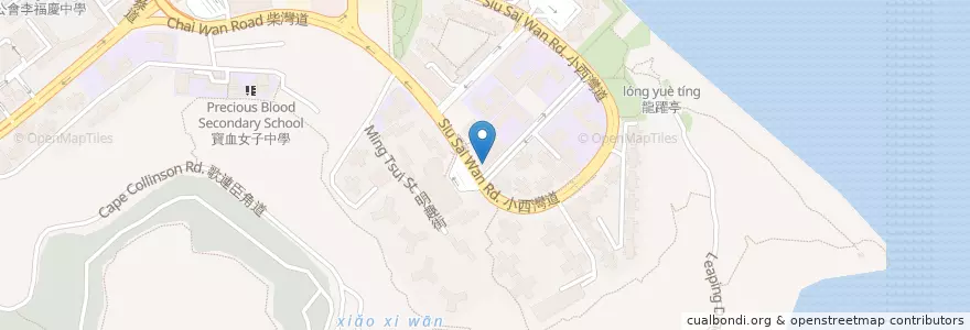 Mapa de ubicacion de 小西灣公共圖書館 Siu Sai Wan Public Library en Çin, Guangdong, Hong Kong, Hong Kong Adası, Yeni Bölgeler, 東區 Eastern District.