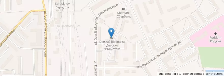 Mapa de ubicacion de Детская библиотека en 俄罗斯/俄羅斯, Центральный Федеральный Округ, 莫斯科州, Городской Округ Серпухов.