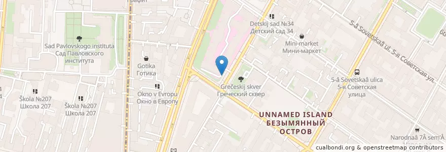 Mapa de ubicacion de Теремок en Rusland, Северо-Западный Федеральный Округ, Oblast Leningrad, Sint-Petersburg, Центральный Район.