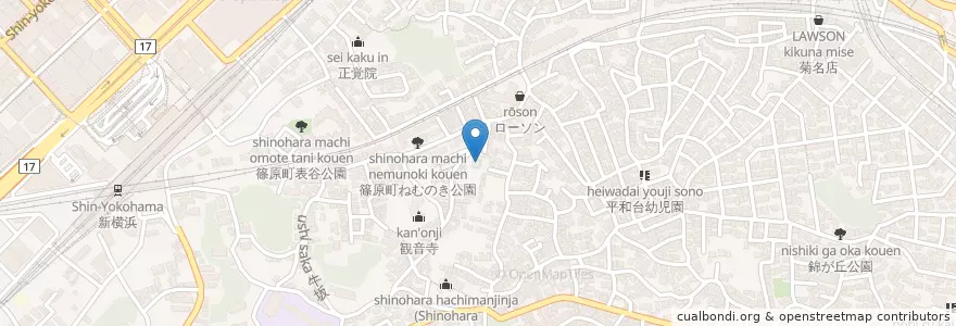 Mapa de ubicacion de 長福寺 en Japan, Präfektur Kanagawa, Yokohama, 港北区.