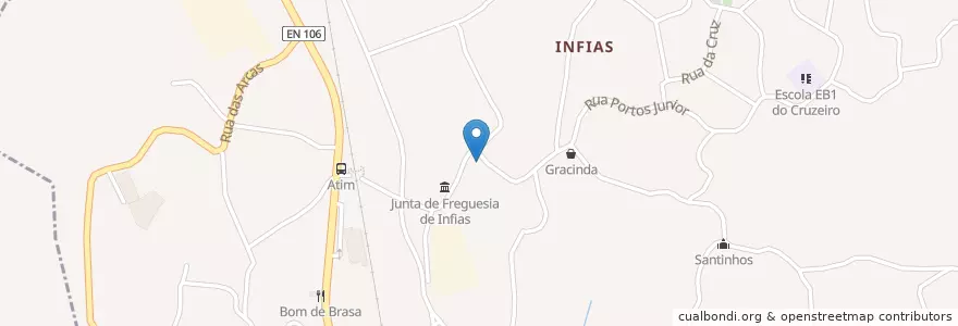 Mapa de ubicacion de Restaurante Eusébio en 포르투갈, 노르트 지방, Ave, Braga, Vizela, Infias.
