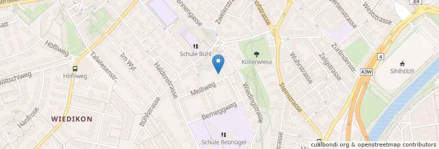 Mapa de ubicacion de Kindergarten Meiliweg 1 - 3 en 瑞士, 蘇黎世, Bezirk Zürich, Zürich.