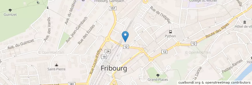 Mapa de ubicacion de Le Café XX en Швейцария, Фрибур, District De La Sarine, Fribourg - Freiburg.