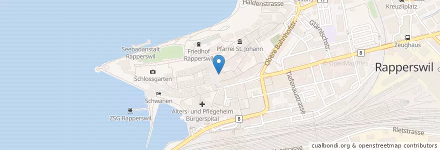 Mapa de ubicacion de KaffeeKlatsch en Zwitserland, Sankt Gallen, Wahlkreis See-Gaster, Rapperswil-Jona.