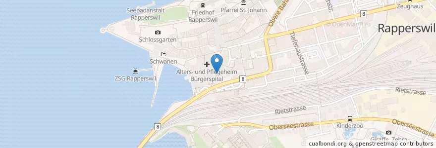 Mapa de ubicacion de Rappi Kebap Bistro Bar en 스위스, Sankt Gallen, Wahlkreis See-Gaster, Rapperswil-Jona.