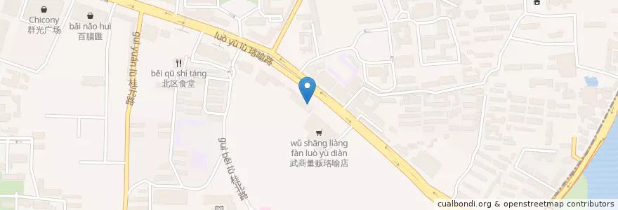 Mapa de ubicacion de 傣妹火锅 en China, Hubei, Wuhan, 洪山区, 珞南街道.