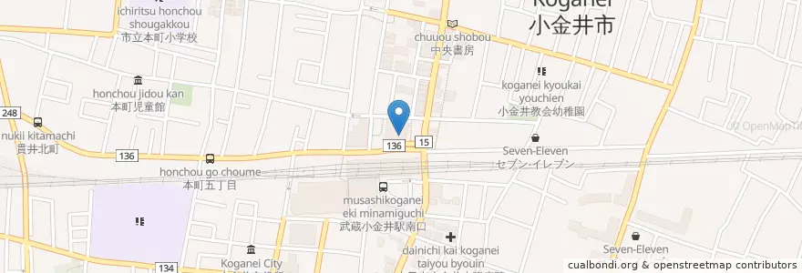 Mapa de ubicacion de 三井住友銀行 en Япония, Токио, Коганеи.