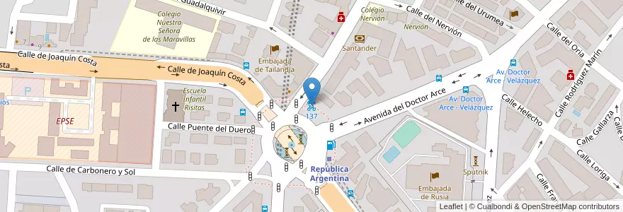 Mapa de ubicacion de 137 en إسبانيا, منطقة مدريد, منطقة مدريد, Área Metropolitana De Madrid Y Corredor Del Henares, مدريد.