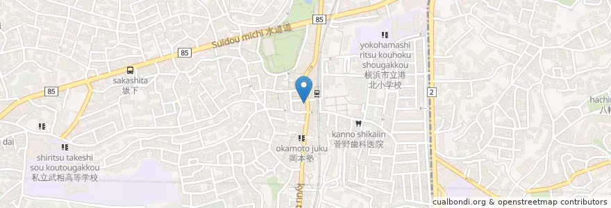 Mapa de ubicacion de 坂本薬局 en 일본, 가나가와현, 요코하마시.
