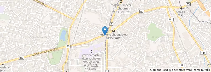 Mapa de ubicacion de デニーズ en 日本, 神奈川県, 横浜市.