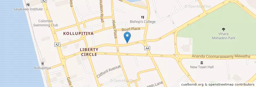 Mapa de ubicacion de Citi Bank en 스리랑카, බස්නාහිර පළාත, කොළඹ දිස්ත්‍රික්කය, 콜롬보.