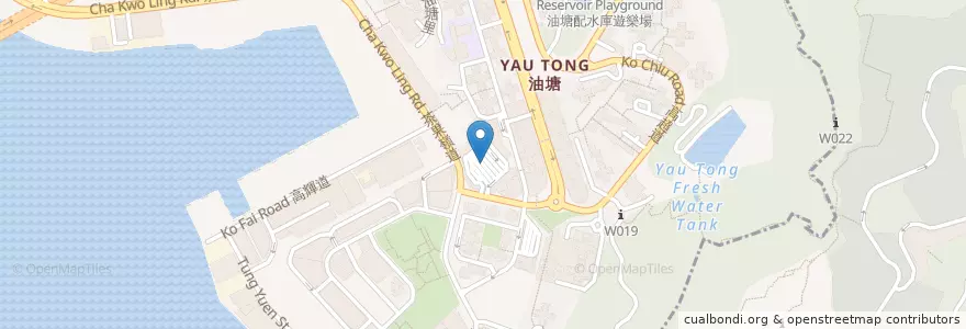 Mapa de ubicacion de 油塘 Yau Tong en Chine, Guangdong, Hong Kong, Kowloon, Nouveaux Territoires, 觀塘區 Kwun Tong District.