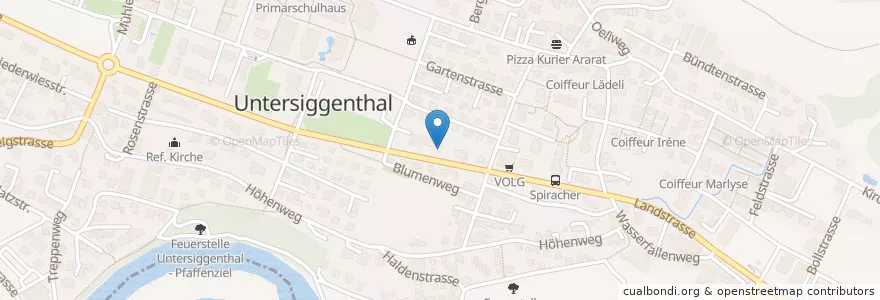 Mapa de ubicacion de Poststelle 5417 en Suiza, Aargau, Bezirk Baden, Untersiggenthal.