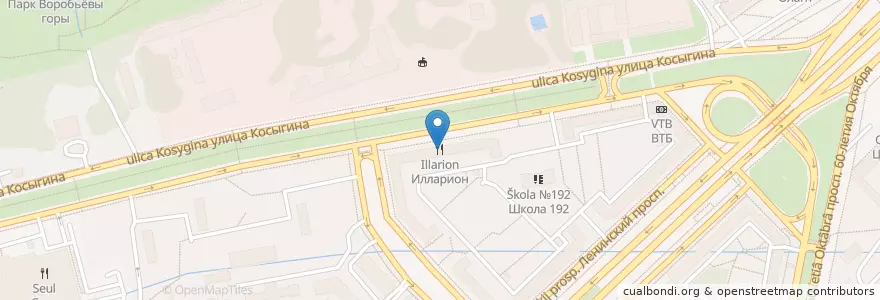 Mapa de ubicacion de Илларион en روسیه, Центральный Федеральный Округ, Москва, Юго-Западный Административный Округ, Гагаринский Район.