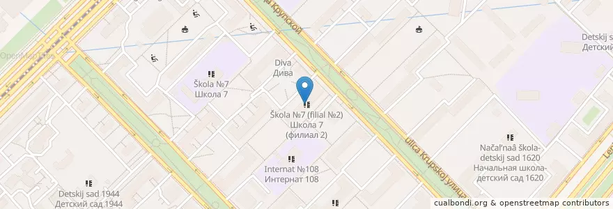 Mapa de ubicacion de Школа №7 (филиал №2) en Russia, Distretto Federale Centrale, Москва, Ломоносовский Район.