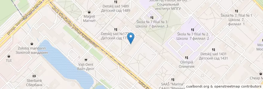Mapa de ubicacion de Лицей "Москвич" (негосударственный) en Russia, Distretto Federale Centrale, Москва, Ломоносовский Район.