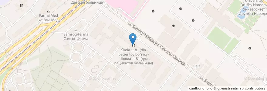 Mapa de ubicacion de Школа 1181 (для пациентов больницы) en روسيا, Центральный Федеральный Округ, Москва, Юго-Западный Административный Округ, Обручевский Район.