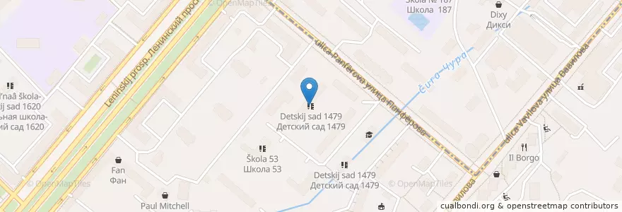 Mapa de ubicacion de Детский сад 1479 en Russia, Distretto Federale Centrale, Москва, Юго-Западный Административный Округ, Ломоносовский Район.
