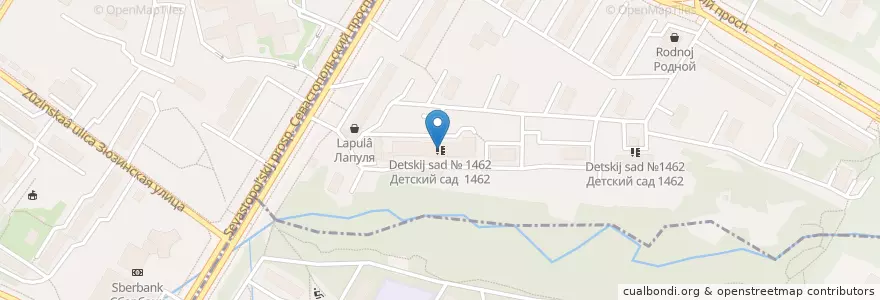 Mapa de ubicacion de Детский сад № 1462 en Rússia, Distrito Federal Central, Москва, Юго-Западный Административный Округ, Район Котловка.