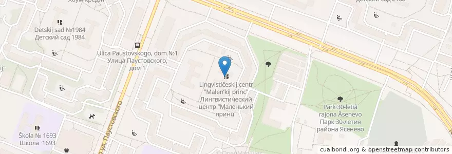 Mapa de ubicacion de Лингвистический центр "Маленький принц" en Russia, Central Federal District, Moscow, South-Western Administrative Okrug, Yasenevo District.