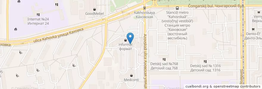 Mapa de ubicacion de Детский сад № 2480 en Rússia, Distrito Federal Central, Москва, Юго-Западный Административный Округ, Район Зюзино.