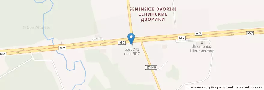 Mapa de ubicacion de пост ДПС en Rusia, Distrito Federal Central, Óblast De Vladímir, Ковровский Район, Новосельское Сельское Поселение.