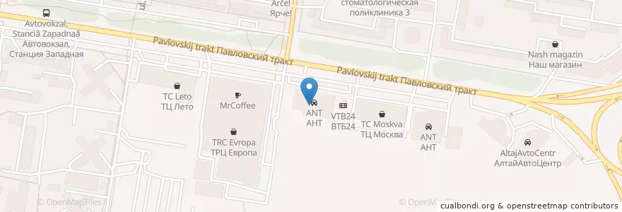 Mapa de ubicacion de ВТБ en 俄罗斯/俄羅斯, 西伯利亚联邦管区, Алтайский Край, Городской Округ Барнаул.