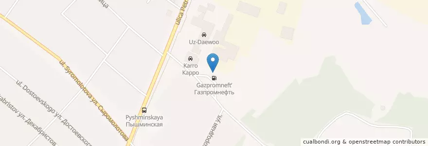 Mapa de ubicacion de Газпромнефть en ロシア, ウラル連邦管区, スヴェルドロフスク州, Западный Управленческий Округ, ヴェルフニャヤ・プィシマ管区.