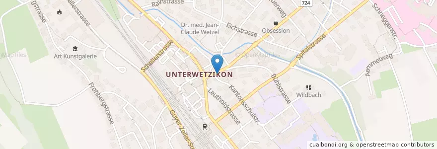 Mapa de ubicacion de Bahnhof Apotheke Wetzikon en Suiza, Zúrich, Bezirk Hinwil, Wetzikon (Zh).