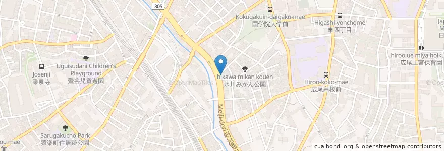 Mapa de ubicacion de 明治通りワイン食堂 en 日本, 東京都, 渋谷区.