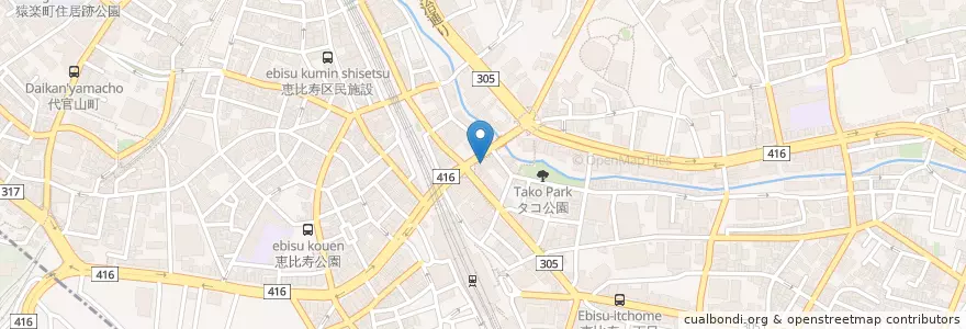 Mapa de ubicacion de えびす飯店 en Jepun, 東京都, 渋谷区, 渋谷区.