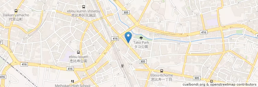 Mapa de ubicacion de Hachibe (Sushi/sashimi) en Japón, Tokio, Shibuya, Ebisu.