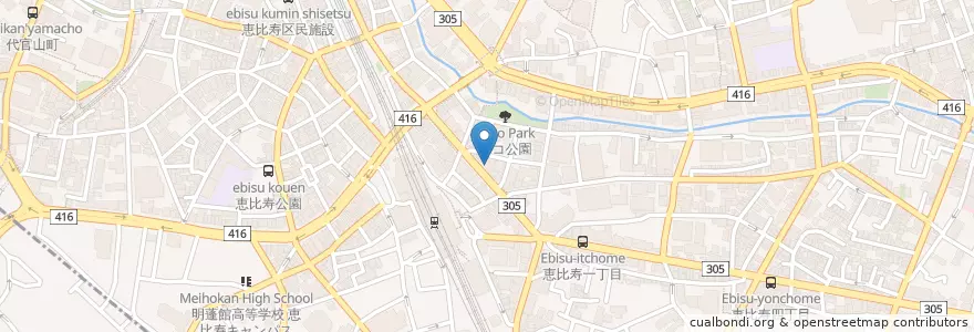 Mapa de ubicacion de 商和信用金庫 en Japón, Tokio, Shibuya, Ebisu.