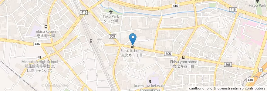 Mapa de ubicacion de 野地眼科クリニック en 日本, 東京都, 渋谷区, 渋谷区.