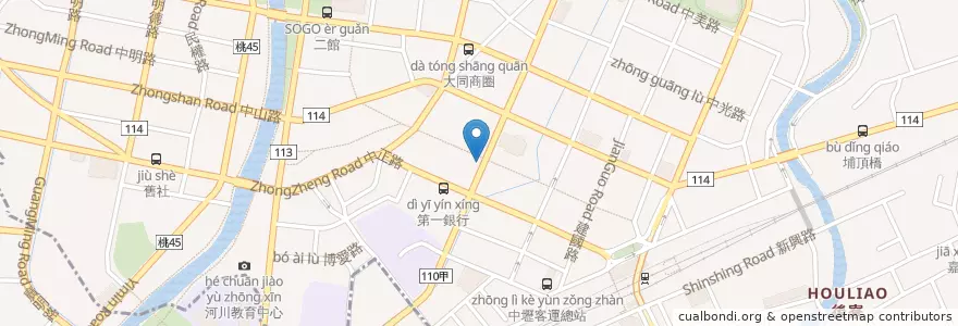Mapa de ubicacion de 王品牛排 en Taiwan, Taoyuan, Zhongli.