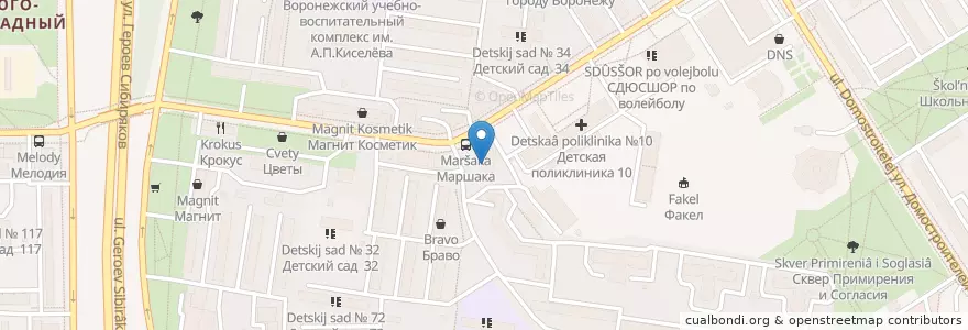 Mapa de ubicacion de Клиническая en Russie, District Fédéral Central, Oblast De Voronej, Городской Округ Воронеж.