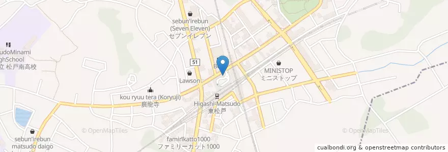 Mapa de ubicacion de 東松戸交番 en Япония, Тиба, 松戸市.