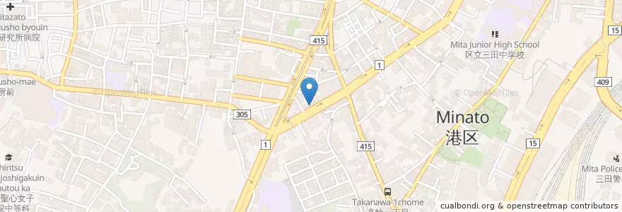 Mapa de ubicacion de Yurarin Shirokane-takanawa Nursery en Japan, Tokyo, Minato.