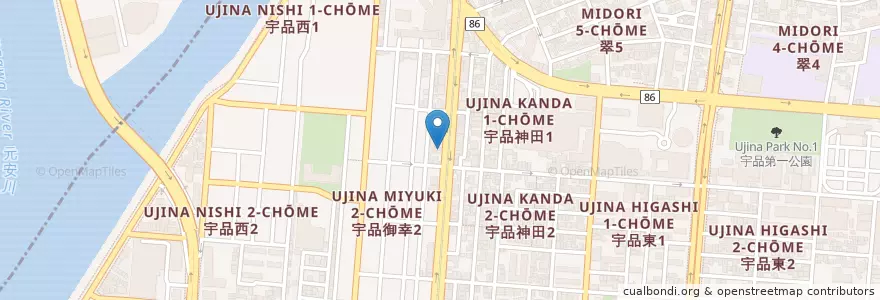 Mapa de ubicacion de 亀寿し en Japão, 広島県, 広島市, 南区.