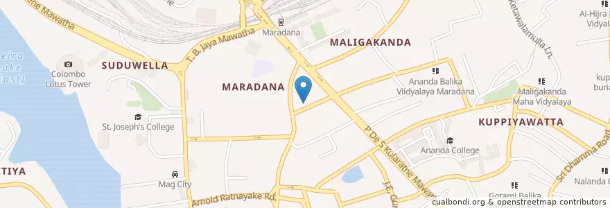 Mapa de ubicacion de Maradana Market - Mariya Kade en سريلانكا, බස්නාහිර පළාත, කොළඹ දිස්ත්‍රික්කය, كولمبو.