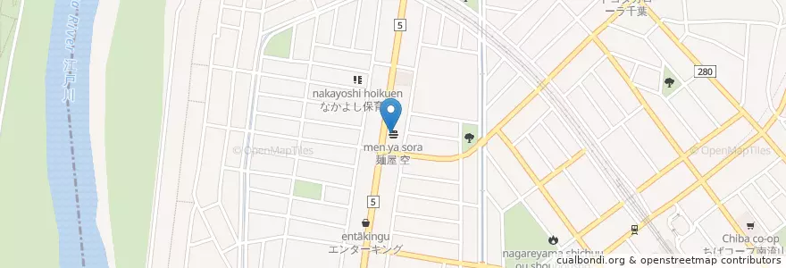 Mapa de ubicacion de 麺屋 空 en Japón, Prefectura De Saitama, Nagareyama, 三郷市.