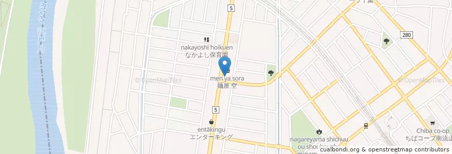 Mapa de ubicacion de Jolly-Pasta en 日本, 埼玉県, 流山市, 三郷市.