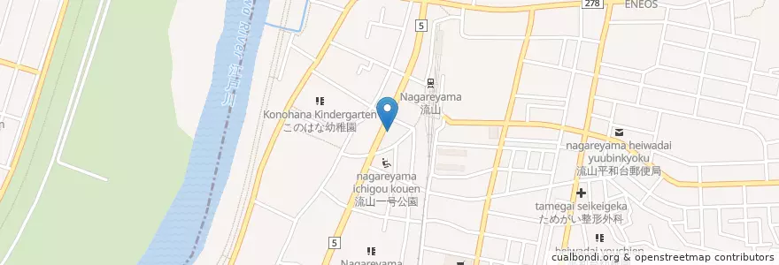 Mapa de ubicacion de 小西屋 en Japan, Präfektur Chiba, 流山市.