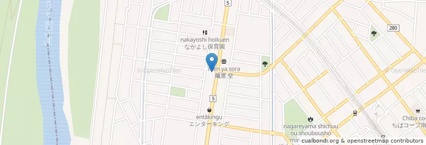 Mapa de ubicacion de 串カツ田中 南流山店 en 日本, 埼玉県, 流山市, 三郷市.