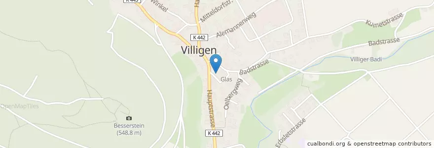 Mapa de ubicacion de Post Villigen en Suíça, Aargau, Bezirk Brugg, Villigen.